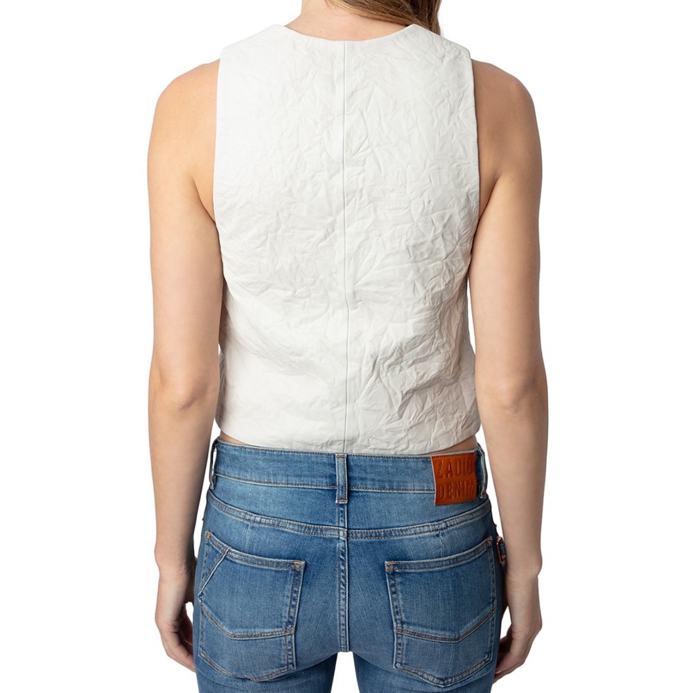 Zadig and Volitare Emilie Cuir Froisse / Crinkled Leather Vest - Picture 4 of 8